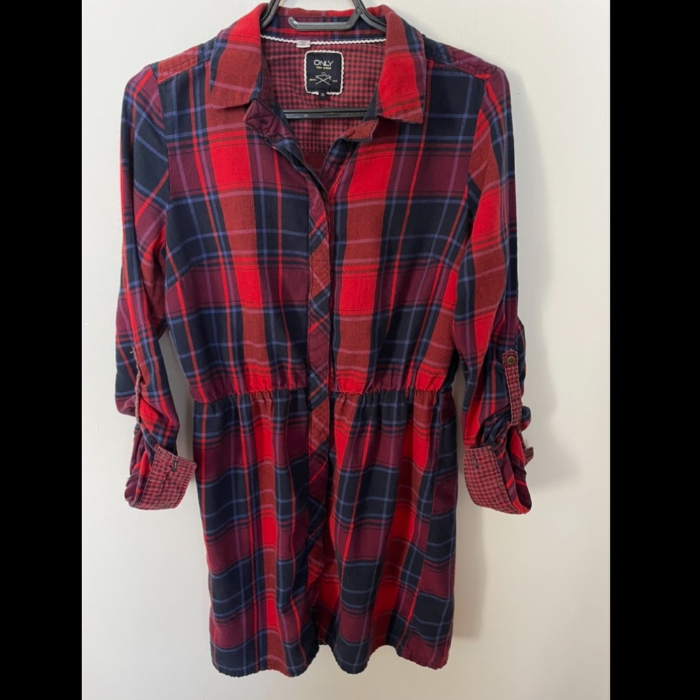 ONLY 3/4 plaid shirt dress | Like new!